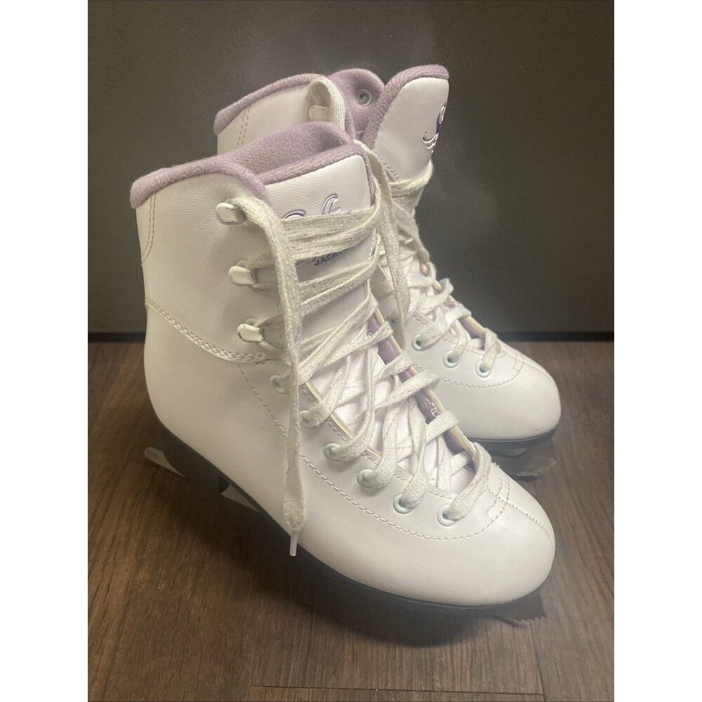 Soft Skate By Jackson  Youth Figure Skates Size 4 White/Purple Lace-Up